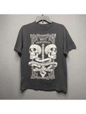 The Hundreds MMVII Graphic T-Shirt Skull Design Strength In Numbers Gray Medium